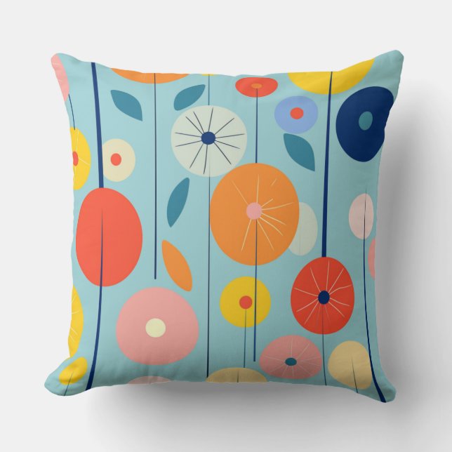 Gemini said Retro Atomic Garden Circle Pillow (Front)