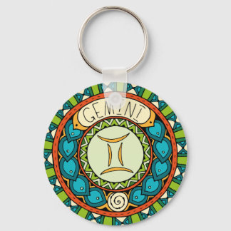 Gemini sign colorful Mandala Keychain
