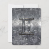 Gemini Sign in Distressed Siver Steel Style (Front)