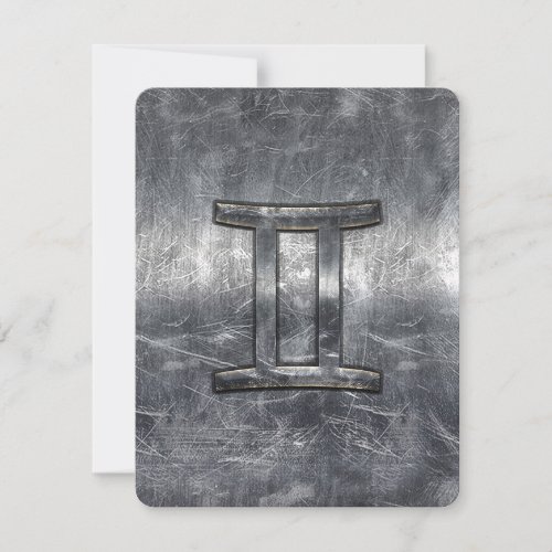 Gemini Sign in Distressed Siver Steel Style