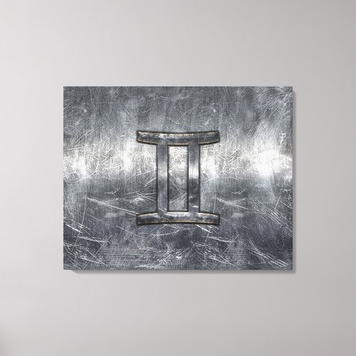 Gemini Sign in Distressed Siver Steel Style