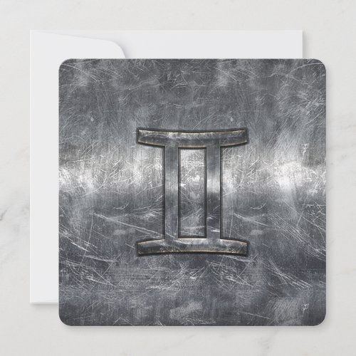 Gemini Sign in Distressed Siver Steel Style