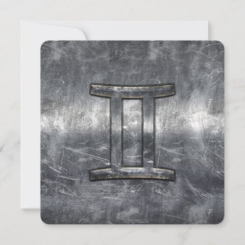 Gemini Sign in Distressed Siver Steel Style