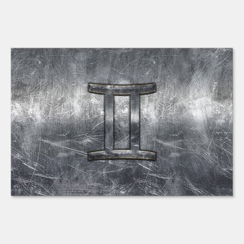 Gemini Sign in Distressed Siver Steel Style