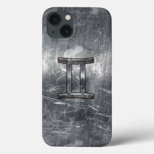 Gemini Sign in Distressed Siver Steel Style iPhone 13 Case