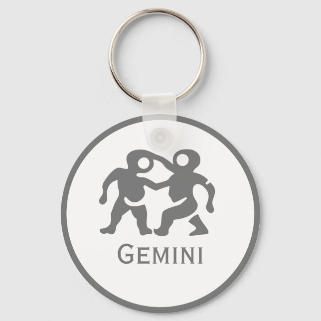 Gemini Sign of the Zodiac Design Keychain (Front)