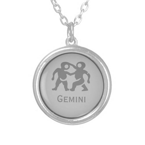 Gemini Sign of the Zodiac design Silver Plated Necklace