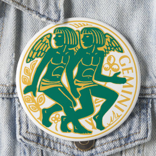 Gemini Sign of the Zodiac on a Button