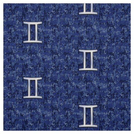 Gemini Sign on Navy Blue Digital Camouflage Fabric