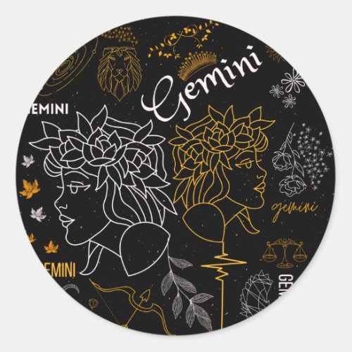 Gemini Sign Zodiac Horoscope Design Classic Round Sticker