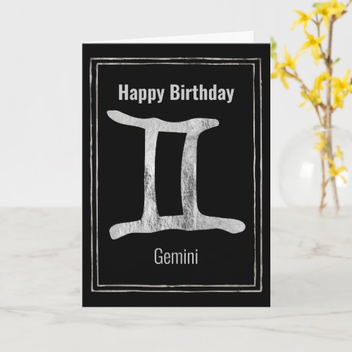 Gemini silver zodiac astrology Happy Birthday Card