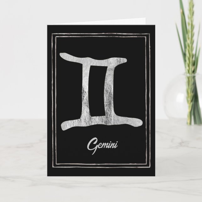 Gemini silver zodiac astrology Happy Birthday Card (Front)