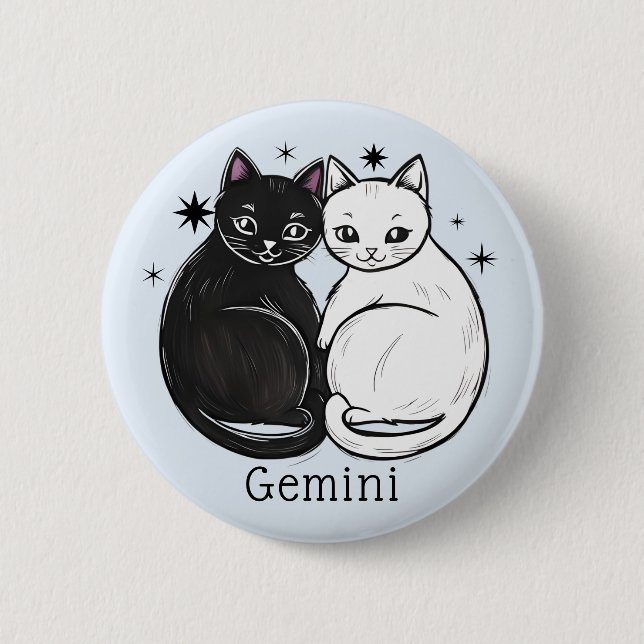 Gemini star sign the twins zodiac star button (Front)