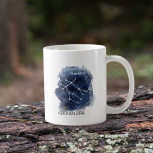 Gemini Starry Night Constellation Custom Name Coffee Mug