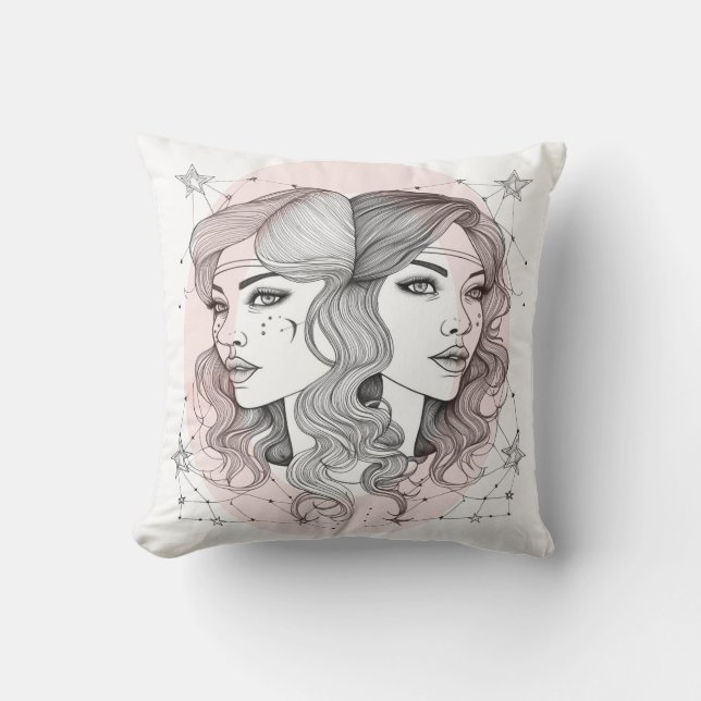 Gemini style  throw pillow (Front)