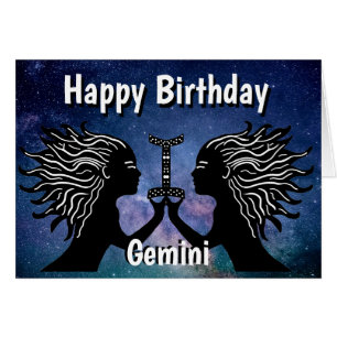 Gemini Symbol Happy Birthday Horoscope Zodiac Cards