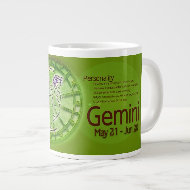Gemini Symbol Horoscope info Giant Coffee Mug (Front Right)