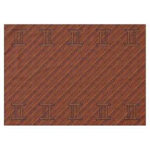 Gemini Symbol on Brown Mahogany like print Tablecloth