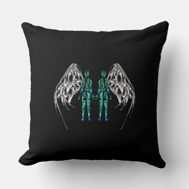 Gemini – The Twin Currents Throw Pillow (Front)