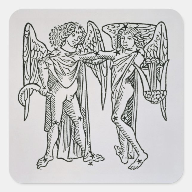 Gemini (the Twins) an illustration from the 'Poeti Square Sticker (Front)