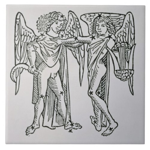Gemini the Twins an illustration from the Poeti Tile