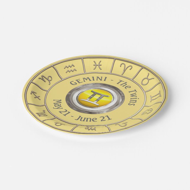Gemini - The Twins Astrological Sign Paper Plates (Angled)