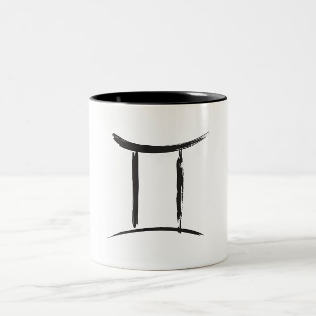 GEMINI the Twins Astrology Sign May June Birthday Two-Tone Coffee Mug (Center)