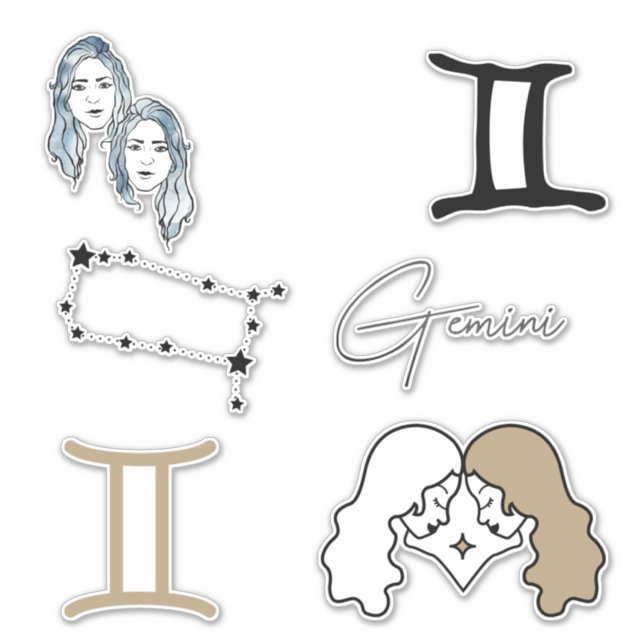 Gemini the twins astrology zodiac birthday gold sticker (Front)