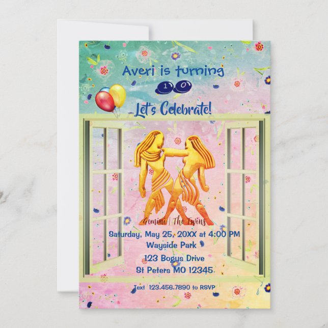 Gemini The Twins Birthday (May 21 – June 20) Invitation (Front)