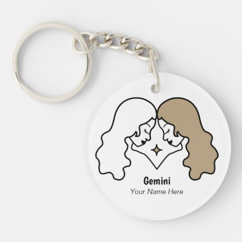 Gemini the twins birthday zodiac horoscope keychain