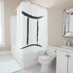GEMINI the Twins Duality Air Astrology Black White Shower Curtain