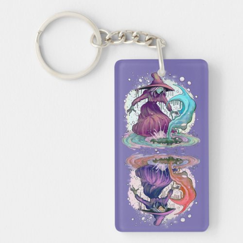 Gemini the twins fun witch collectors art keychain