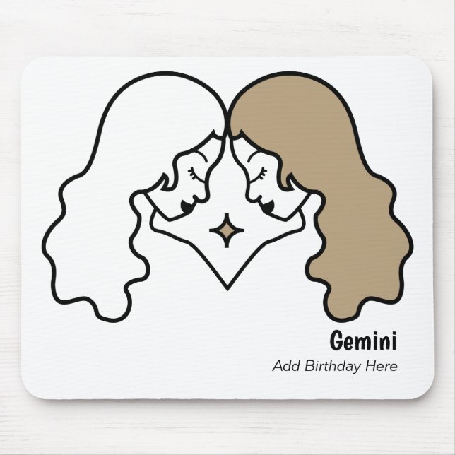 Gemini the twins personalized zodiac birthday mouse pad (Front)