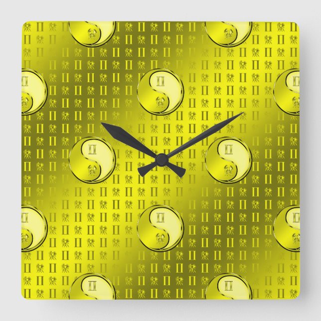 Gemini the Twins Square Wall Clock (Front)