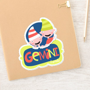 Gemini the Twins Zodiac Contour Sticker