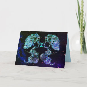 gemini the twins zodiac greeting card