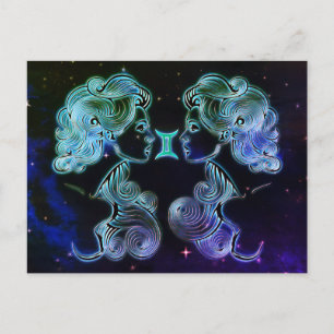 gemini the twins zodiac postcard