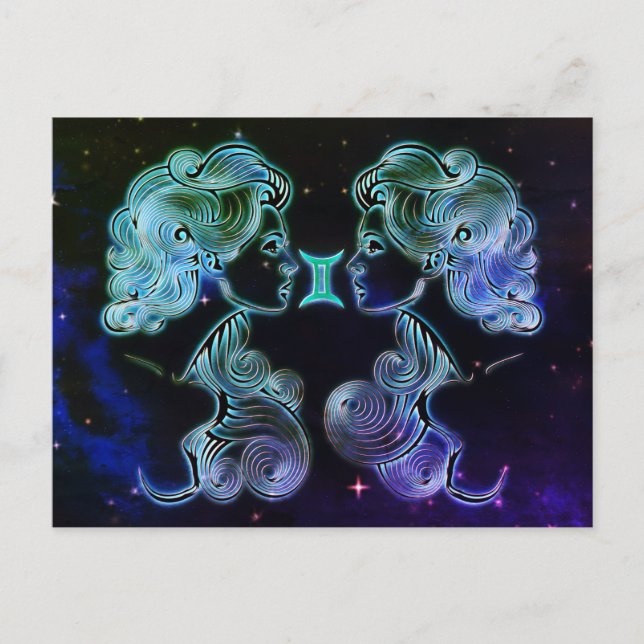 gemini the twins zodiac postcard (Front)