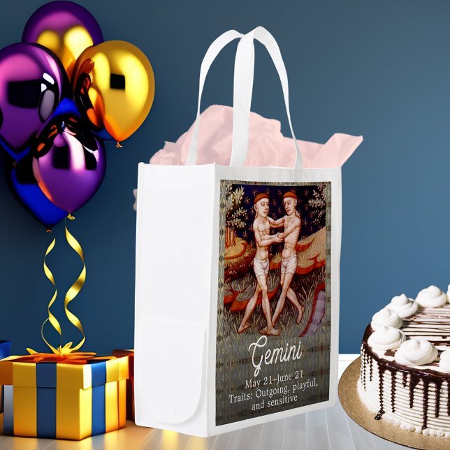 Gemini the Twins Zodiac Sign Birthday Party Grocery Bag (Gemini the Twins Zodiac Sign Birthday Party Grocery Bag)