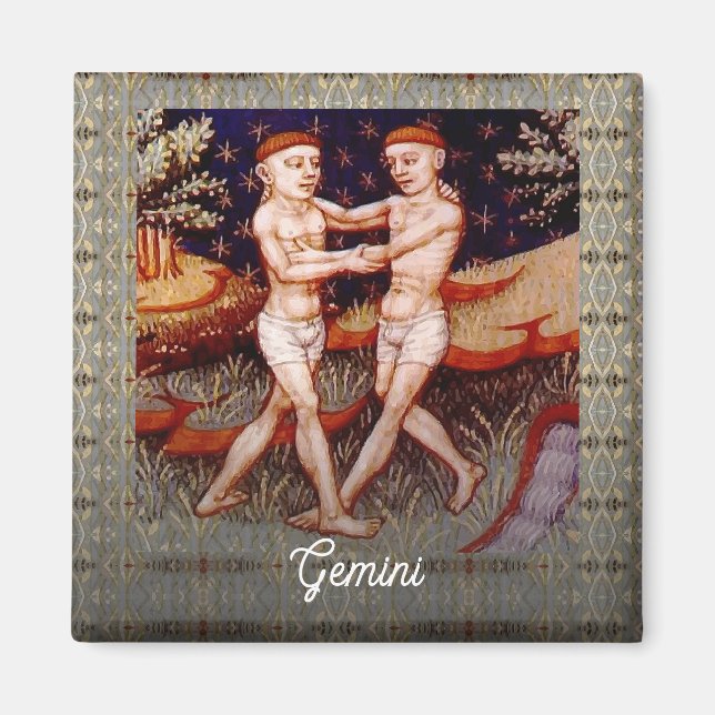 Gemini the Twins Zodiac Sign Birthday Party Magnet (Front)