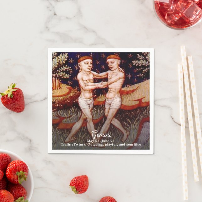 Gemini the Twins Zodiac Sign Birthday Party Napkins (Insitu)