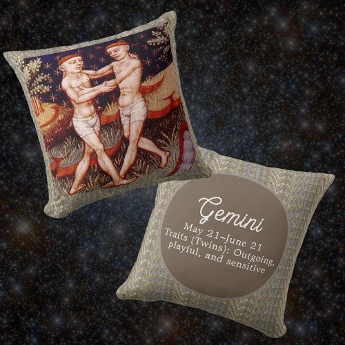 Gemini the Twins Zodiac Sign Birthday Party Throw Pillow