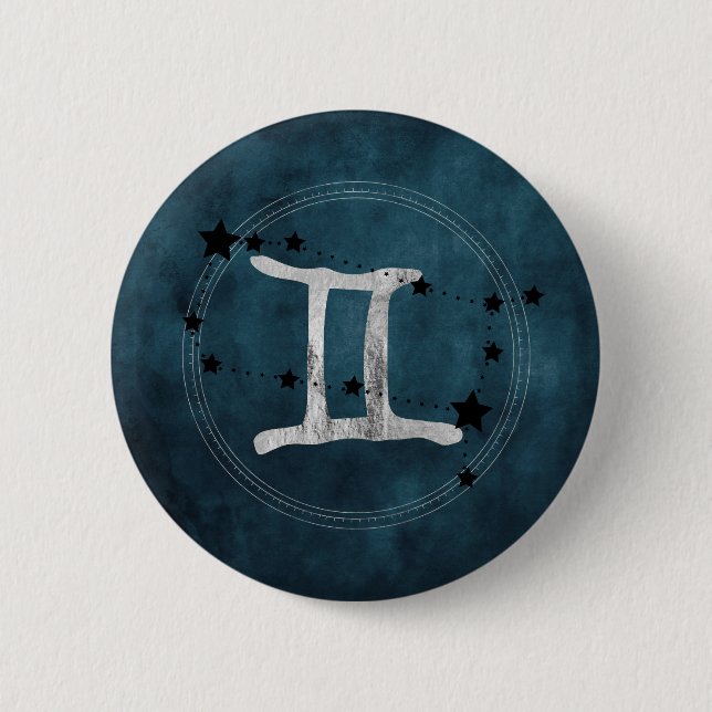 Gemini the Twins zodiac sign constellation stars  Button (Front)