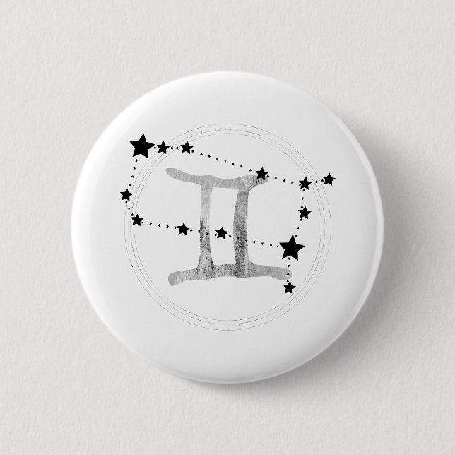 Gemini the Twins zodiac sign constellation stars Button (Front)