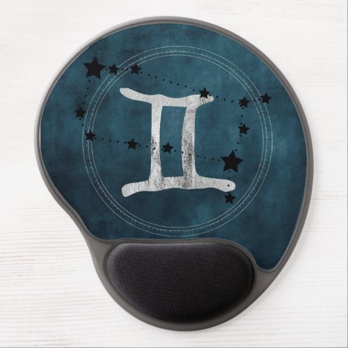 Gemini the Twins zodiac sign constellation teal Gel Mouse Pad