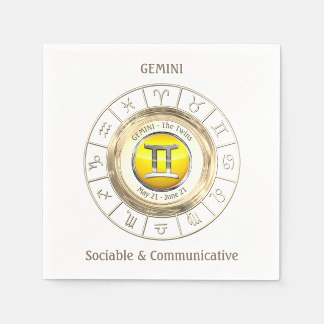 Gemini - The Twins Zodiac Sign Napkins (Front)