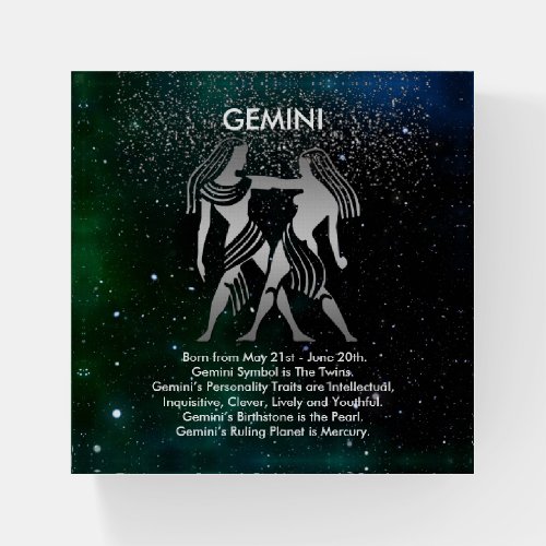 Gemini  the Twins _ Zodiac Sign  Paperweight