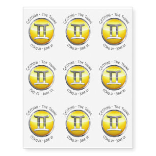 Gemini - The Twins Zodiac Sign Temporary Tattoos