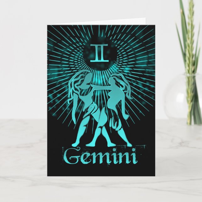 Gemini, The Twins Zodiac Symbols Greeting Card (Front)