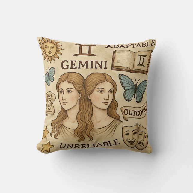Gemini Throw Pillow (Front)